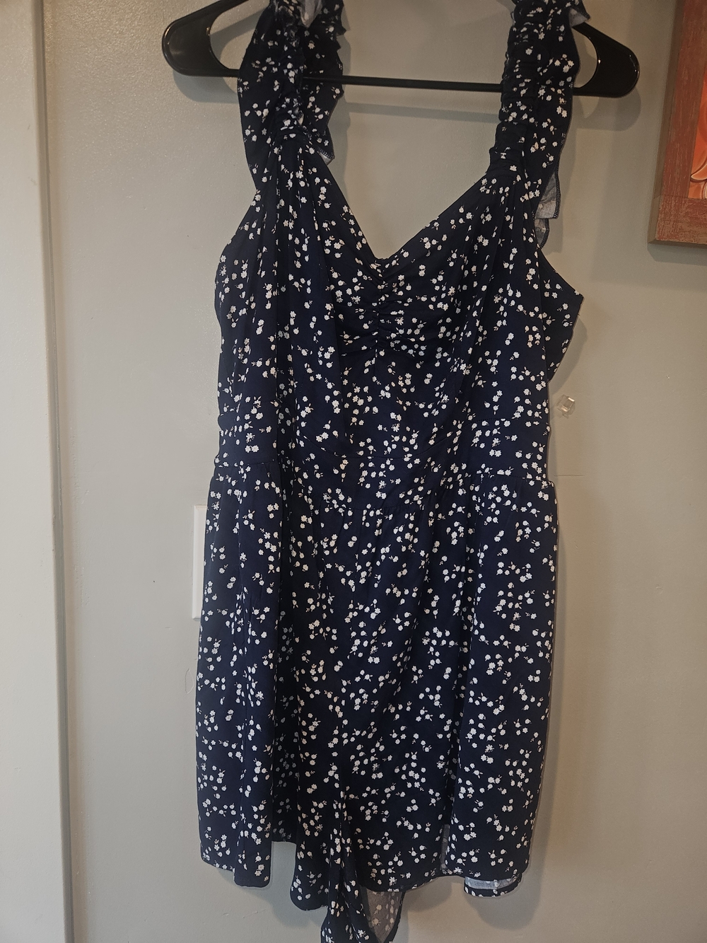 torrid Navy Floral Ruffle-Strap Rumper - Picture 2 of 5